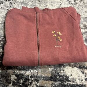 walk in love. Women’s Pink Fleece Do Not Worry Wildflower‎ Zip Up Hoodie Small